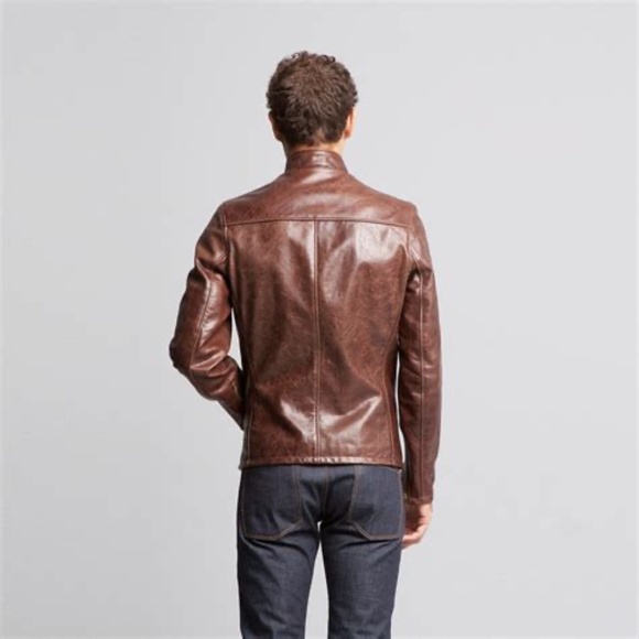 SCHOTT Vintaged Cowhide Café Racer Leather Jacket 654 XL - Picture 2 of 14